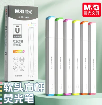 M&G Premium Soft-Tip Fluorescent Highlighter Markers, Colored Emphasis Markers for Students, Journaling Pens, High-Capacity Outline Markers, Stylish Design