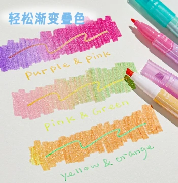 Three-Year-Two-Class Layered Glitter Highlighters, Colorful Marking Pens for Students to Highlight Key Points and Take Notes, High-Aesthetic Multi-Color Fluorescent Pens