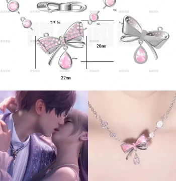 Love and Deepspace Protagonist Style Necklace, Bow Knot Necklace, Qi Yu Merchandise, Qi Yu Birthday Pendant Gift for Cosplay Women