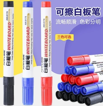 Water-Soluble Dry-Erase Markers for Teachers and Kids - Black, Red, and Multi-Color Erasable Markers for Whiteboards