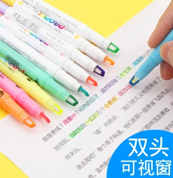 Japan UNI Mitsubishi PUS-102T Dual-Tip Pastel Highlighter PROPUS Transparent Highlighter Student Marker Stationery Colored Pen for Note-Taking Silver Glow Thick Stroke Fresh Style Marking