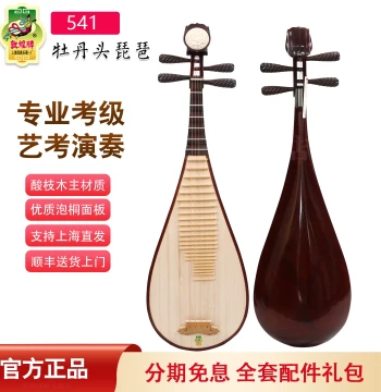 Dunhuang Brand 541 Peony Head Pipa – Rosewood and Old Red Sandalwood Pegs, 541KK Solid Wood Professional Grade for Exams and Stage Performances