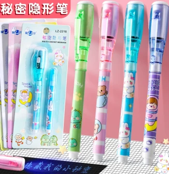 Invisible UV Light Pen, Neutral Pen, Disappearing Pen, Invisible Highlighter, Magic Marker, Light Pen, Ink Potion Pen, Night Glow Creative Cartoon Dual-Tip UV Ballpoint Pen, Internet Famous Secret Writing Glowing Pen