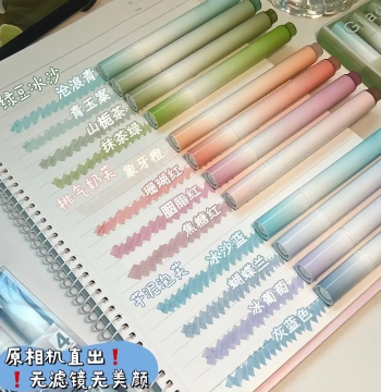 High-Aesthetic Gradient Highlighters for Elementary and Middle School Students, Specialized for Note-Taking, Journaling, and Key Point Marking, Multi-Color Marker Pens