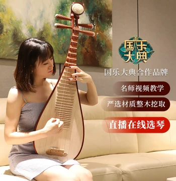 Lehai Pipa Musical Instrument Beginner Entry Level African Red Sandalwood Natural Wood Color Multiple Patterns Master Selected Qin DJ12-2