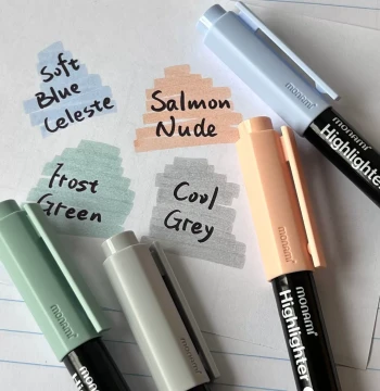 New Color Series! Monami Morandi Color Highlighters for Students, Note-Taking, Journaling, Key Point Marking, Light Colors Non-Smearing Hand Account Pens, High Aesthetic Colored Marking Pens, Eye-Protection