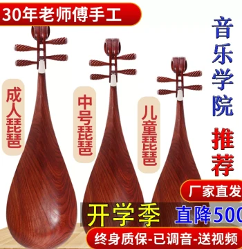 Minyin Pipa Instrument, Rosewood and Pearwood, Beginner to Performance Grade, Adult Medium Size and Children's Pipa