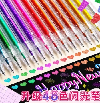 Colored Glitter Gel Pens, Sparkling Quicksand Silver Light Color-Changing Pearlescent Markers for Journaling, Shiny Metallic Glitter Watercolor Pens for Kids' Notes, Fluorescent Key Point Highlighters, Multi-Color