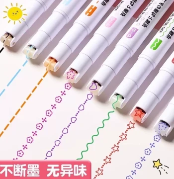 Quick-Dry Floral Contour Curve Pen, Journaling Pen, Fine Wave Highlighter, Marker Pen for Students' Key Notes