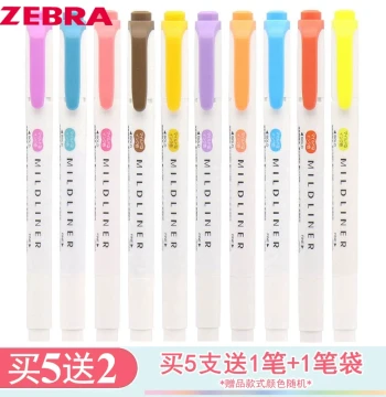 Free Shipping Buy 5 Get 2 Free - Japan ZEBRA WKT7 Mildliner Series New Dual-Tip Pastel Highlighters for Journaling and Students