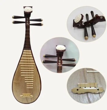 Solid Wood Dance Pipa Instrument, Realistic Prop for Studio Photography, Painted Craftsmanship, Hanfu Ancient Style Photo Shoot and Runway Le Fang