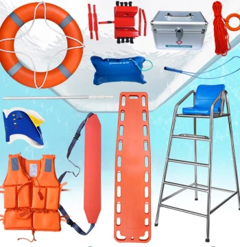 High-Risk Pool Rescue Equipment: Lifeguard Chair, Hook, Ring, Rope, Backboard, Pole, and Neck Immobilizer