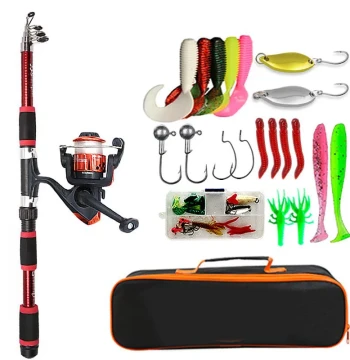 Complete Fishing Rod Set, Ultra-Short Portable Telescopic Sections, Full Sea Casting Rod Kit