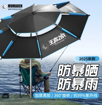 Wrangler Fishing Umbrella 2025 New Model Outdoor Specialized Sunshade Umbrella, Thickened UV Protection and Storm-Resistant Walking Stick Fishing Umbrella