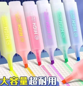 Student Key Highlighter Marker Fluorescent Pen Six-Color Candy Colors for Highlighting Universal for Kindergarten Elementary Middle and College Students Quick-Drying