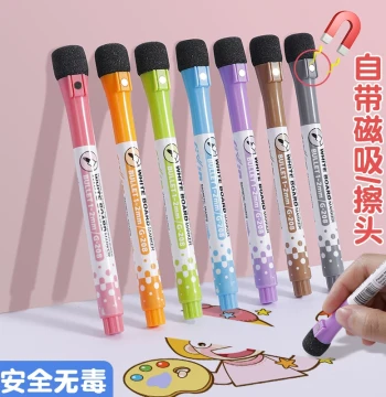 Changyuan Erasable Whiteboard Markers – Non-Toxic Magnetic Pens for Children and Teachers, Easy-Wipe, Large Capacity, Available in Black, Red, Blue, and Colors; Compatible with Magnetic Boards