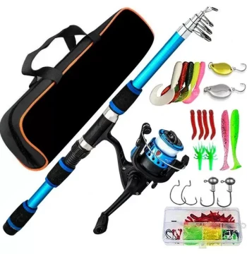 Kids Lure Rod Ultra-Short Rod and Reel Set 1.8m Children's Rod Fishing Tackle Telescopic Gun Handle Sea Rod Casting Rod