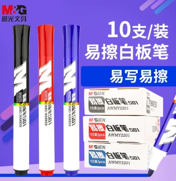 M&G Whiteboard Marker, Chisel Tip, Easy Writing, Black/Blue/Red, Erasable, Odorless, Safe for Children, Office & Training Use