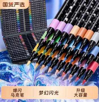 Glitter Pens, Colorful Sparkle Markers, Non-Toxic Dazzling Gel Fluorescent Pens for Elementary Students, Soft Tip Drawing and Highlighting Markers, Journaling Glitter Pens, Watercolor Quicksand Pens, 24 Colors