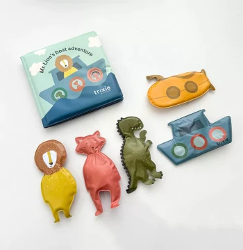 TRIXIE Original Animal Bath Book Set for Infants - Export Quality to Europe - Includes 5 Suction Cup Animal Bath Toys