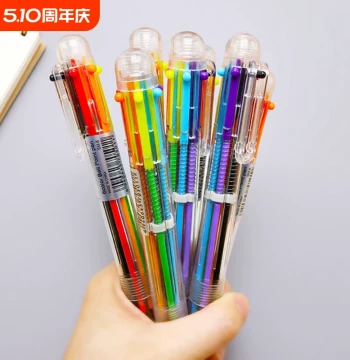 Multifunctional Click Ballpoint Pen, 6-in-1 Colorful Pen for Students, Creative Six-Color Press Gel Ink Pen, Cute Design for Middle Schoolers