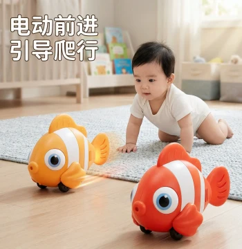 Baby Early Education Toy for 0 to 1 Year Olds, Electric Crawling Learning Toy for Toddlers, Grasping and Head Lifting Training, Soothing Baby Gadget and Gift