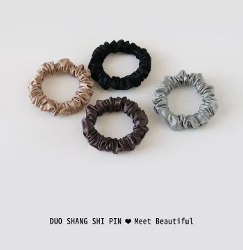 High-Quality Satin Small Intestine Hair Ties for Women, Skin-Friendly Silk-Feel Headbands, Simple Solid Color Ponytail Elastics