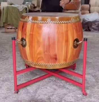 Camel Skin Rawhide War Drum Authentic Top-Layer Yellow Cowhide Large Drum Natural Wood Color Temple Ritual Drum