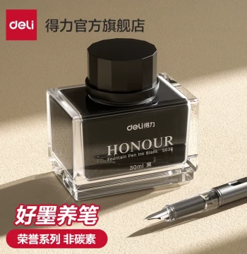 Deli Honor Series Fountain Pen Ink, Non-Carbon Black Premium Ink for Fountain Pens, Non-Clogging, Blue-Black and Red Ink for Office, Teachers, Adults Practicing Calligraphy, and Students, Quick-Drying