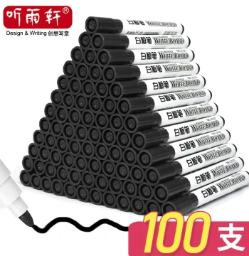 100pcs Tingyuxuan Erasable Whiteboard Markers, Black Water-Based Pens, Easy to Erase, Non-Toxic for Children and Teachers, Red and Blue Drawing Board Pens, Large Head Marker Pens, Quick-Drying, Thick and Fine Tips, Wholesale
