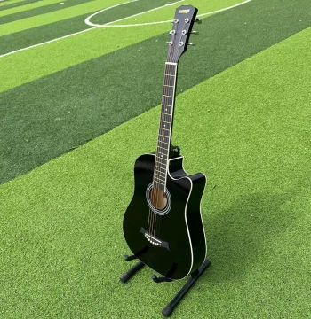 Polished Folk Guitar, Wooden Guitar, Jizhilin 41-inch Basswood Celluloid Binding Guitar, Glossy Folk Instrument