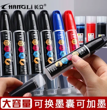 Changli Whiteboard Markers with Ink Refills, Black Water-Based Erasable, Non-Toxic for Children, Refillable Ink, Colored Red/Blue for Training Classes, Teachers, Office Stationery, Large Tip