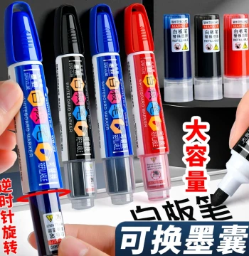 Large Capacity Erasable Whiteboard Markers Refillable Ink Non-Toxic for Kids Home Teaching Blackboard Notes Water-Based Painting Board Pens Teachers Writing Board Erasable Thick Blue Black Red Markers