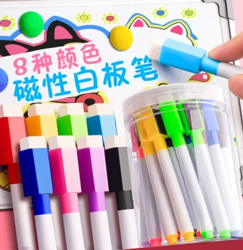 Erasable Non-Toxic Colored Whiteboard Markers for Kids and Teachers, Water-Based Black/Red/Blue Markers for Whiteboards and Drawing Boards, Easy-Erase Fine Tip Magnetic Markers