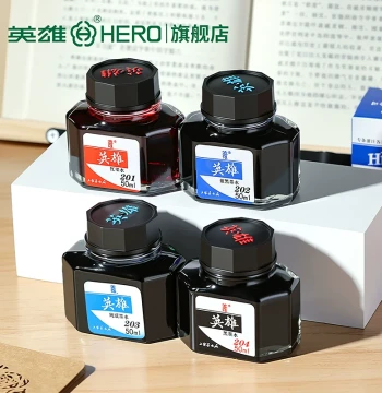 [HERO Official Flagship Store] Genuine HERO Brand Fountain Pen Ink, Pure Red, Blue, and Black Ink, Suitable for Fountain Pens, Non-Clogging, Non-Carbon Ink, Carbon Ink