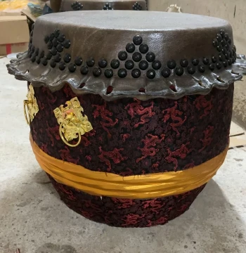 Premium Smooth Buffalo Hide Drum with Sturdy Wooden Barrel, Handcrafted Foshan Lion Dance Drum, Big Gong Drum, Dragon Boat Drum
