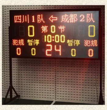 Electronic Basketball Scoreboard with 24-Second and 14-Shot Clock Features, Wireless Display