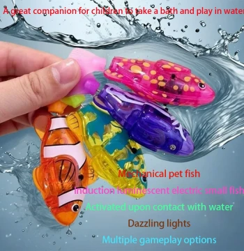 Inductive Light-Up Wiggling Electronic Fish Baby Bath Water Play Toy Automatic Swimming Electric Simulation Small Fish for Children