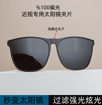 Hidden Clip-On Polarized Sunglasses for Myopia Glasses, Ultra-Light Driving and Fishing Sun Glasses with UV Protection