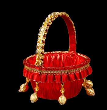 Wedding Handheld Flower Basket, 'Early Birth of Noble Son' Bed Pressing Ornament, Storage Basket for Wedding Ceremonies, Purely Handcrafted