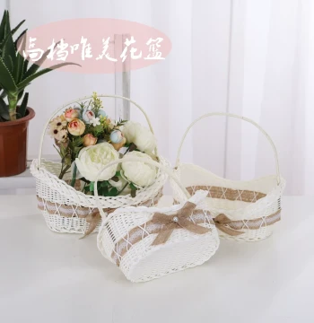 Flower Girl Basket for Weddings – Decorative Handheld Basket for Bridesmaids, Home Display, Candy or Fruit Basket for Wedding Celebrations
