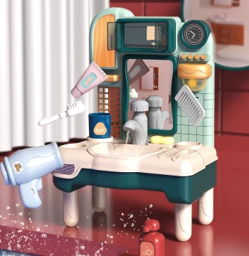 Children's Simulation Washing Machine Pretend Play Toy Automatic Water Dispensing Kitchen Baby Simulation Electric Washbasin Counter Toy