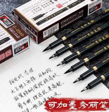 Gennava Calligraphy Brush Pen with Soft Tip for Small, Medium, and Large Regular Script, Refillable Ink, Waterproof Art and Calligraphy Pen, Fine Tip Black Liner, Flexible Blue Drawing Pen