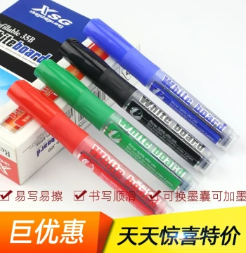 XSG Refillable Dry-Erase Whiteboard Markers, Eco-Friendly Non-Toxic Chisel Tip Large Size Black Blue Red Green for Teachers and Office with Ink Cartridges