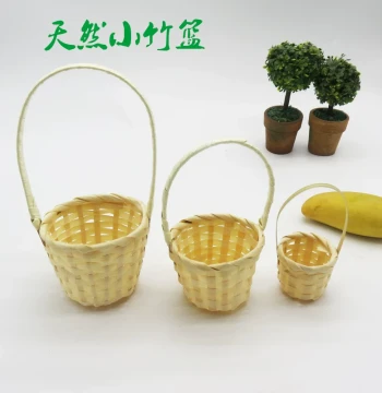 Natural Mini Bamboo Basket Small Flower Basket Home Decor Rattan Woven Basket Snack Candy Basket Gift Small Size