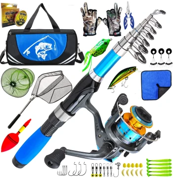 1.7m Lure Fishing Rod Set with Bag, Keepnet, Landing Net, Pliers, Gloves, and Portable Bait – Ideal for Cross-Border Fishing Adventures