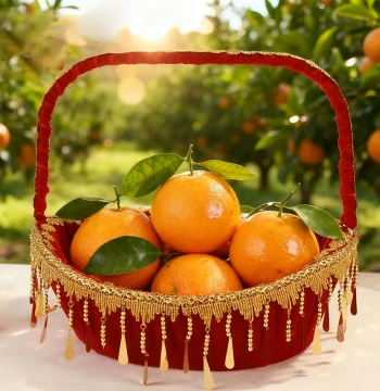 Wedding Supplies Chinese Style Flower Basket Big Red Wedding Flower Basket Handheld Rattan Woven Petal Basket Postpartum Gift Basket