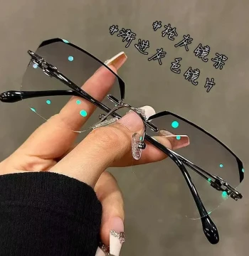 Ultra-Light Photochromic Rimless Myopia Glasses, High-End Men's Prescription Frames, Business Eyewear Frames, No-Makeup Miracle Worker, Plano Lenses
