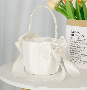 Wedding Supplies Complete Collection Bride Flower Basket White Western Wedding Flower Girl Bridesmaid Scattering Flower Basket Wedding Handheld Flower Basket