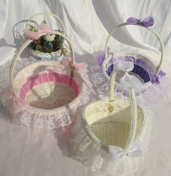 Flower Girl Basket Wedding Supplies Creative Basket Internet-Famous Basket Decorations Home Desktop Ornament Artificial Flowers Simulation Flowers